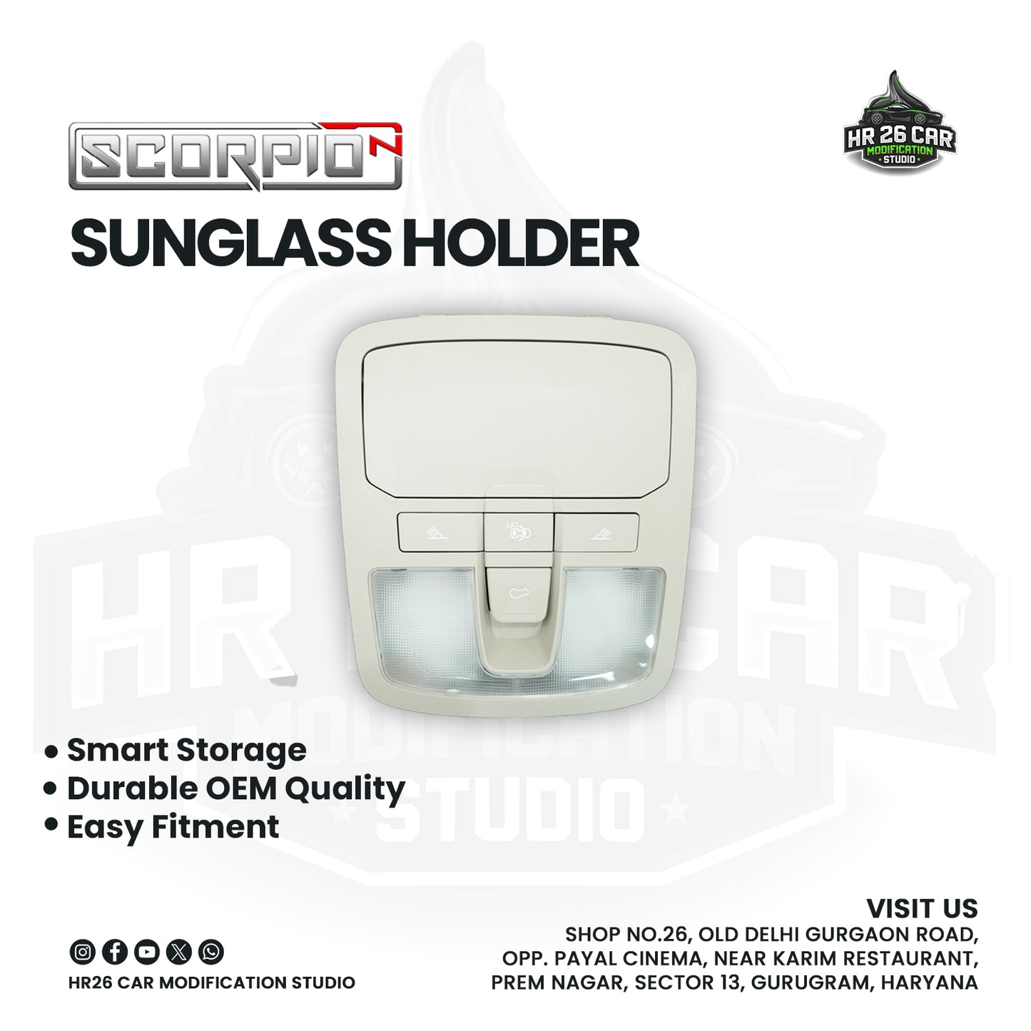 Sunglass Holder for Mahindra Scorpio N | OEM Fit | Smart Overhead Storage