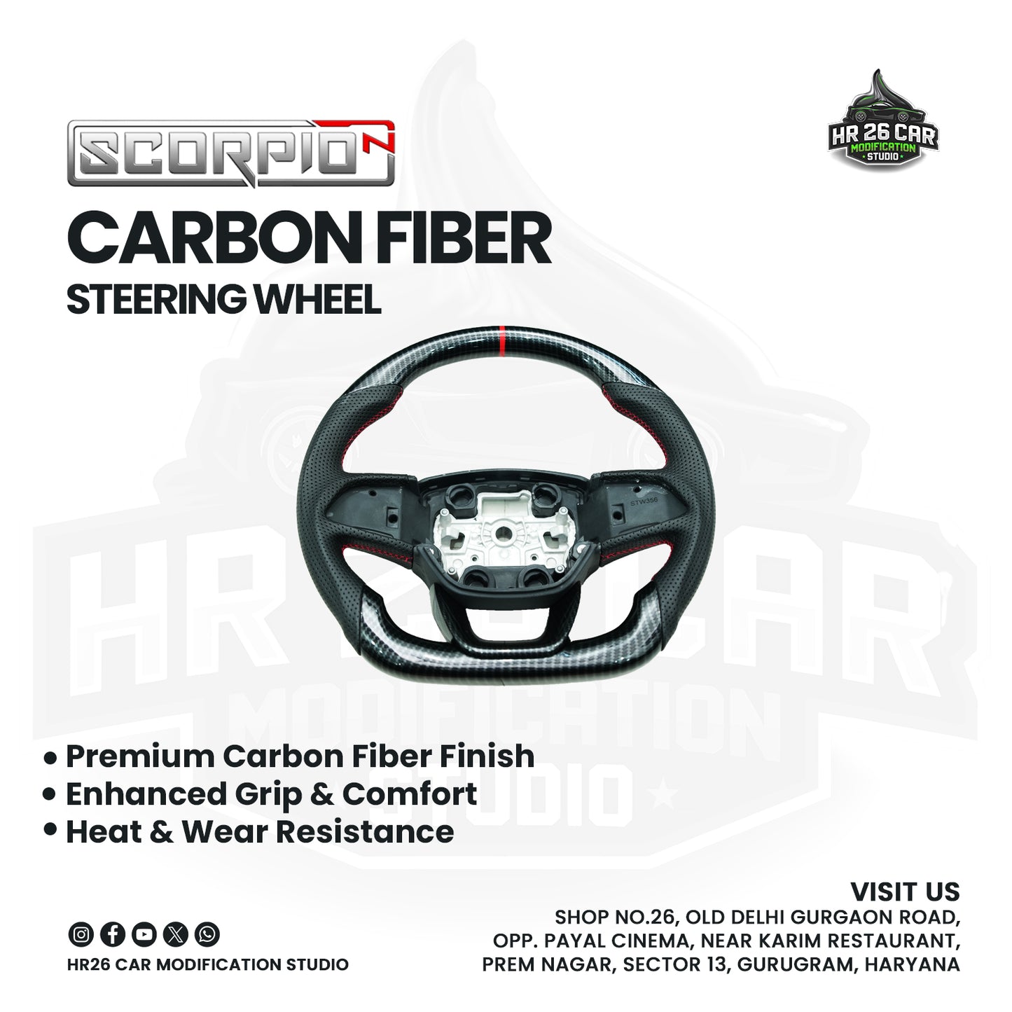 Carbon Fiber Steering Wheel for Mahindra Scorpio N