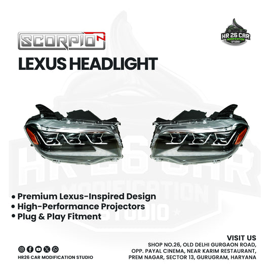 Lexus-Inspired Headlights for Mahindra Scorpio N | LED Projector | Plug & Play Fitment